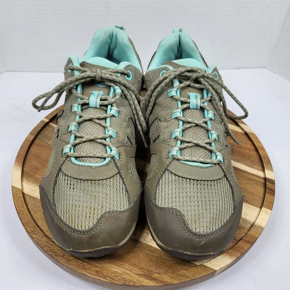 Merrell Hiking Shoes Women 9.5 Brown Aqua Good Mesh Trail Performance Hiker